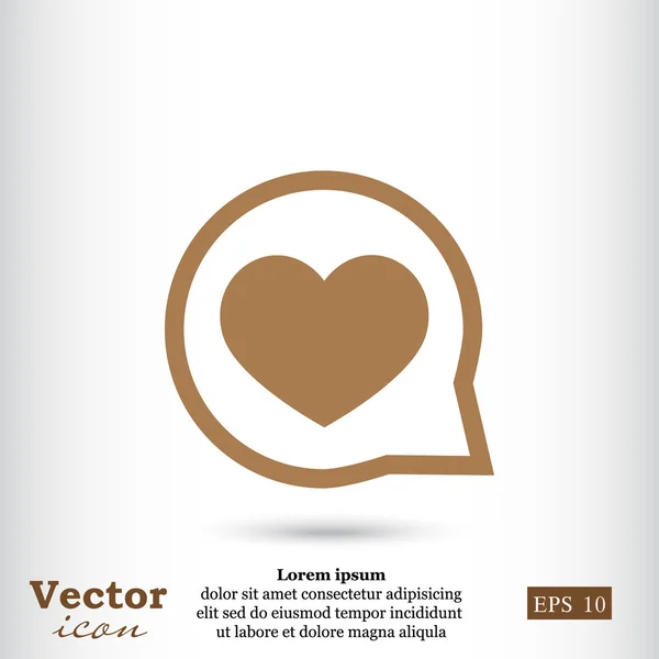 Corazón en el icono de la burbuja del habla — Vector de stock