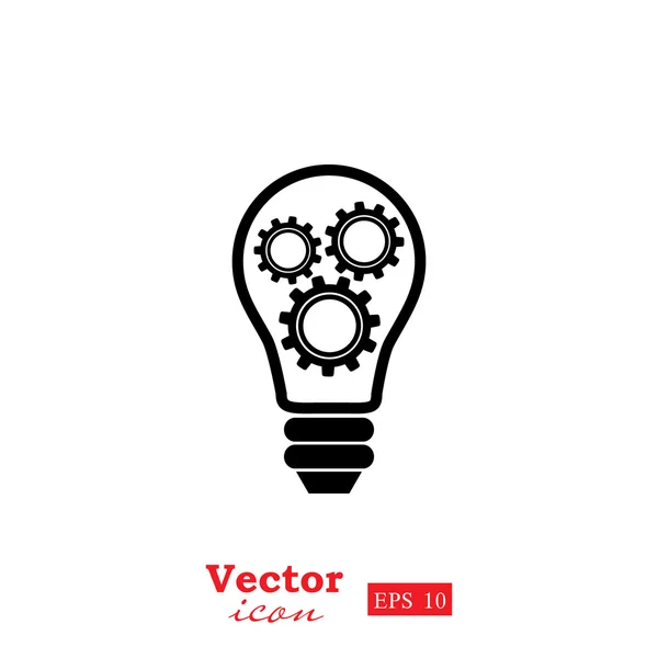 Žárovka s ikonou, ozubená kola — Stockový vektor