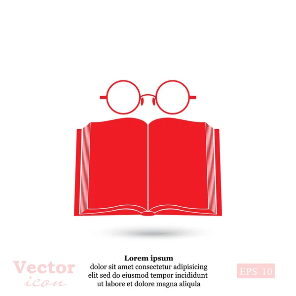 Libro e occhiali icona — Vettoriale Stock