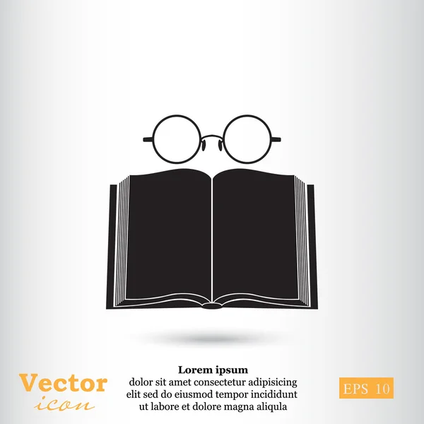 Livre et icône de lunettes — Image vectorielle