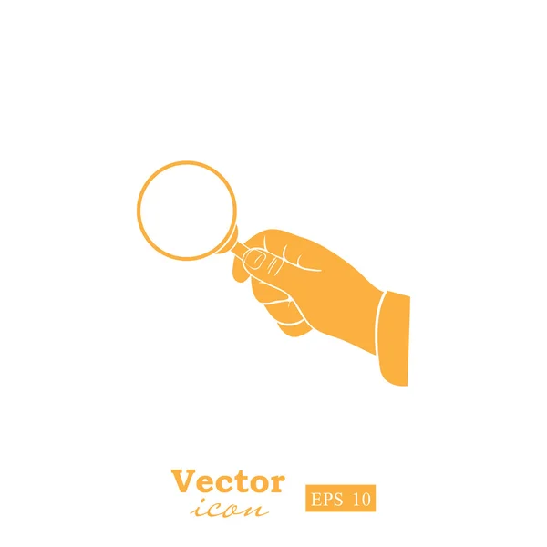Ruka držící ikonu lupy — Stockový vektor