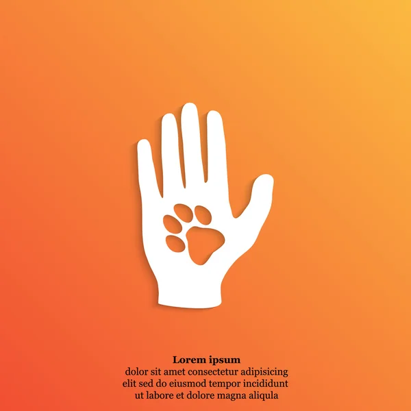 Emberi kéz ikon állat mancsát — Stock Vector