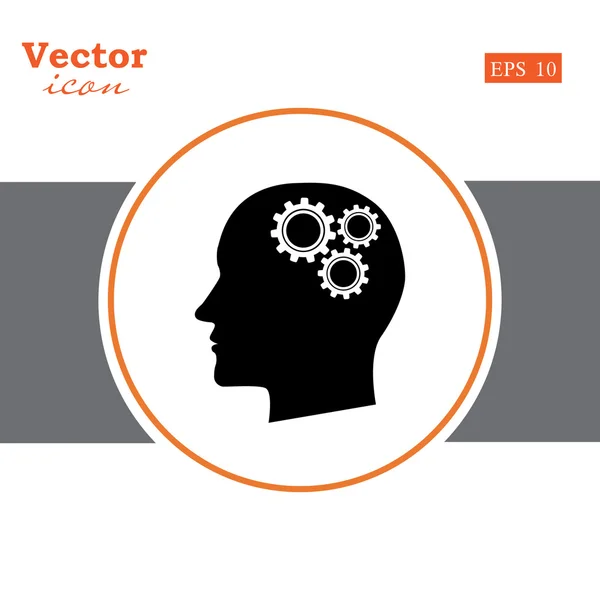 Hlava s ikonou ozubená kola — Stockový vektor