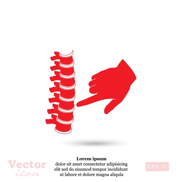 Doctor hand and human spine icon — Stock Vector