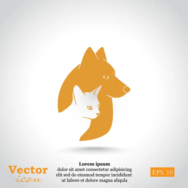 Logo icona gatto e cane — Vettoriale Stock