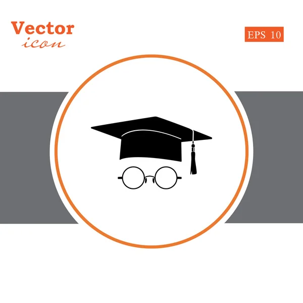Ikona studenta klobouk a brýle — Stockový vektor