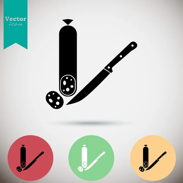 Icono de salami y cuchillo — Vector de stock