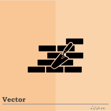 Brick wall and trowel icon vector