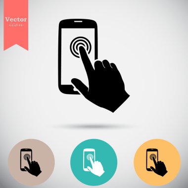 dokunmatik ekran smartphone simgesine el