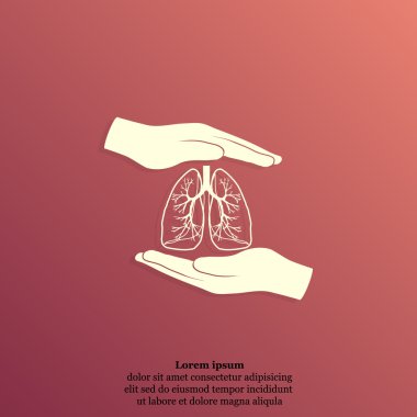 insan akciğerleri simgesi holding eller