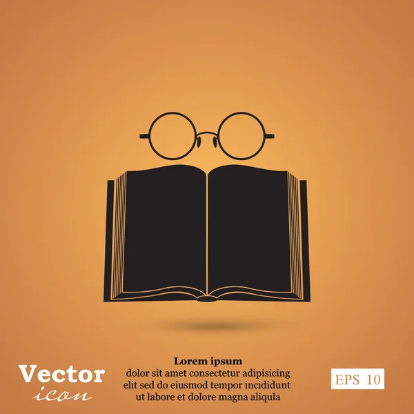 Livro e óculos ícone — Vetor de Stock