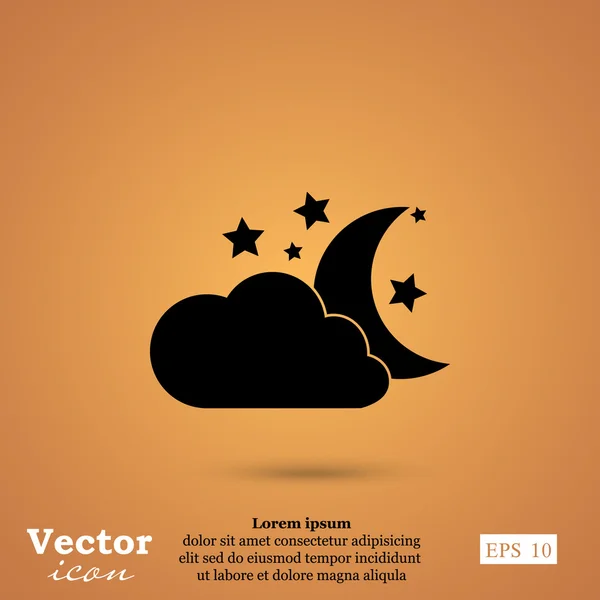 Wolke, Mond und Sterne — Stockvektor