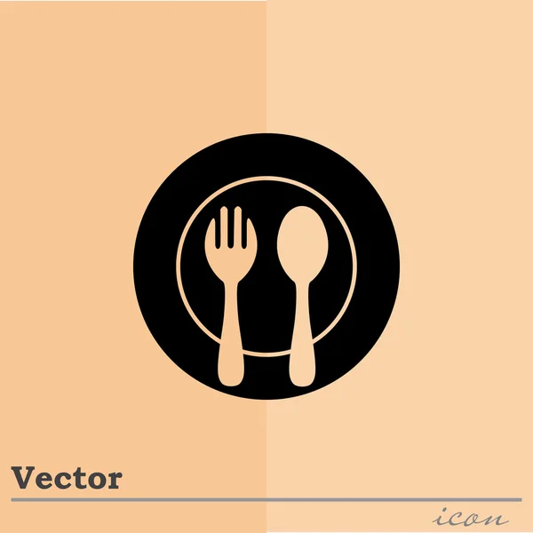 Obiad, widelec, łyżka talerz ikona — Wektor stockowy