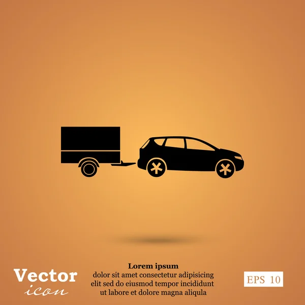 Voiture avec icône remorque — Image vectorielle