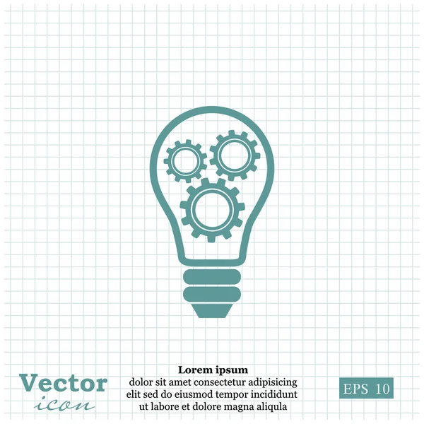 Lampadina con icona ruote dentate — Vettoriale Stock