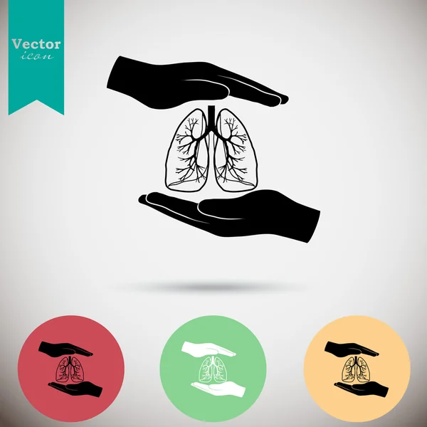 Ikona płuca ludzkie trzymając się za ręce — Wektor stockowy