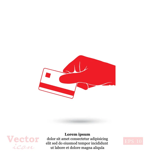 Mano celebración tarjeta de crédito icono — Vector de stock