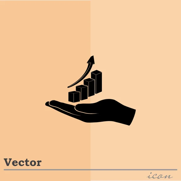 Main tenant l'icône de diagramme d'entreprise — Image vectorielle