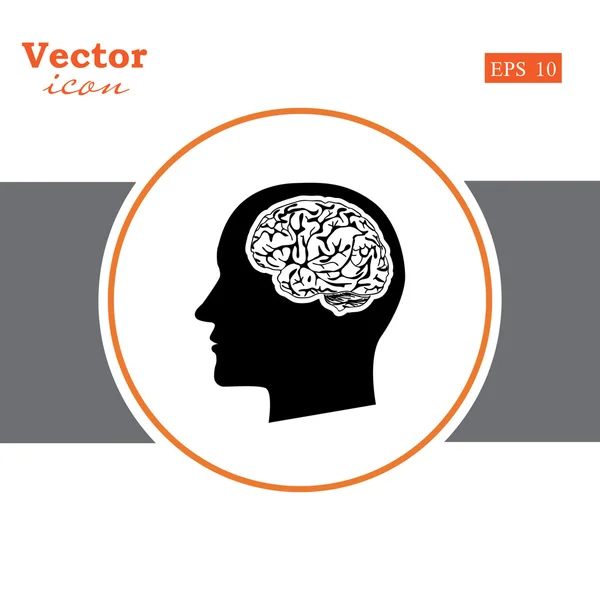 Cabeça com ícone do cérebro —  Vetores de Stock