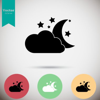 bulut, ay ve yıldız Icons set
