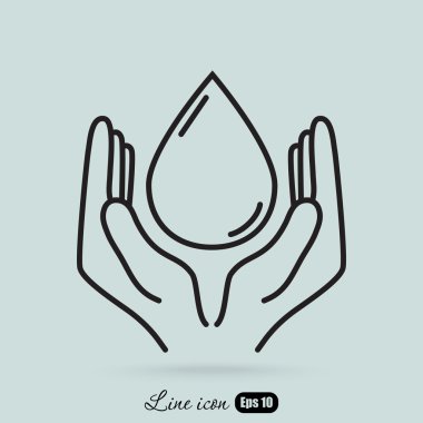 el ele tutuşan su damlası simgesi