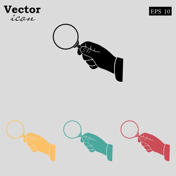 Ruka držící ikony lupy — Stockový vektor