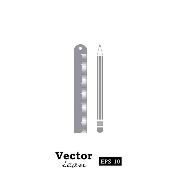 Pencil and ruler icon — Stock Vector