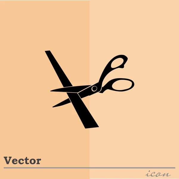 Tijeras corte icono de la cinta — Vector de stock