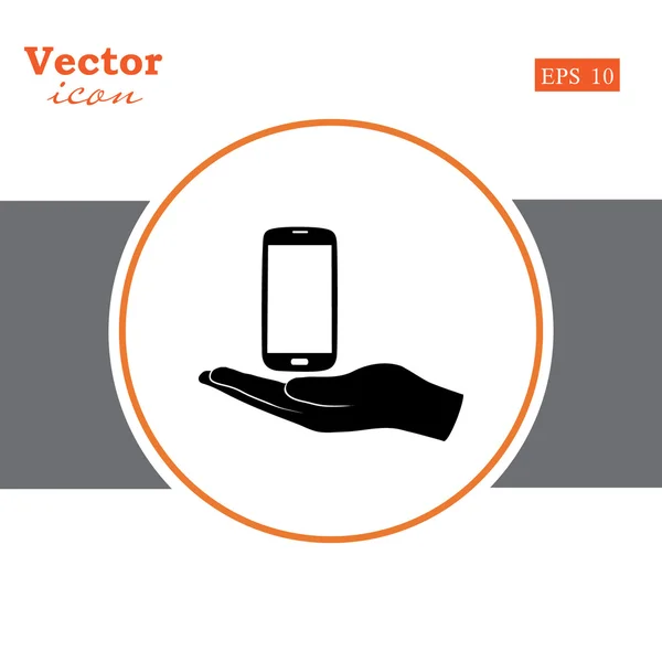 Smartphone v ikona ruky — Stockový vektor