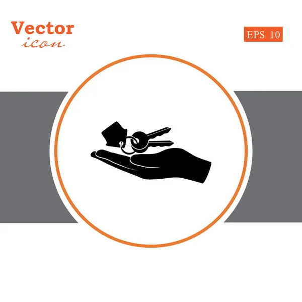 Ikona klíče v ruce bytu — Stockový vektor