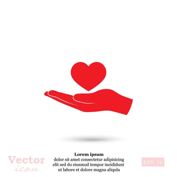 Icona cuore a mano — Vettoriale Stock