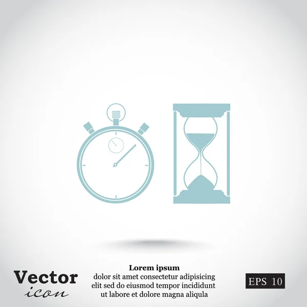 Reloj de arena y cronómetro icono — Vector de stock