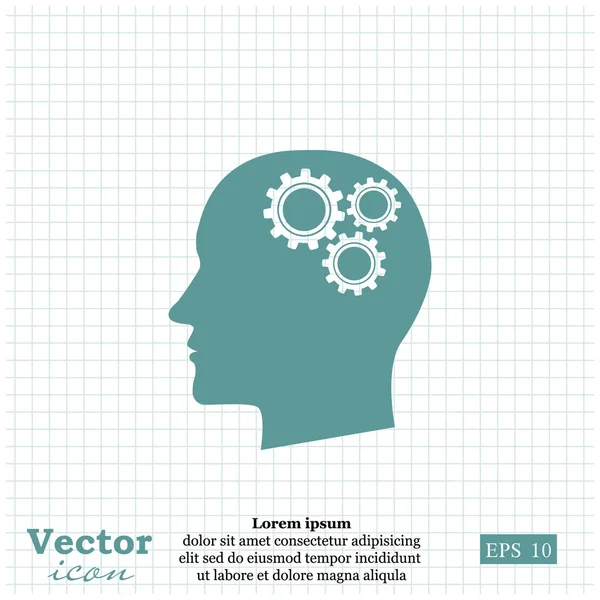 Kopf mit Zahnradsymbol — Stockvektor