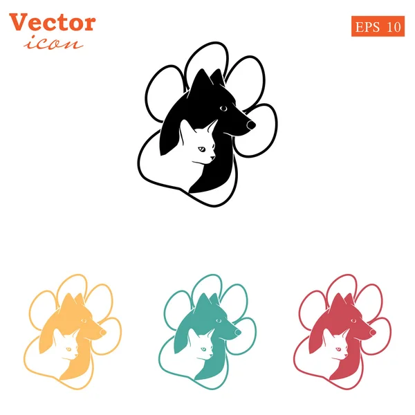 Conjunto de iconos de gato y perro — Vector de stock