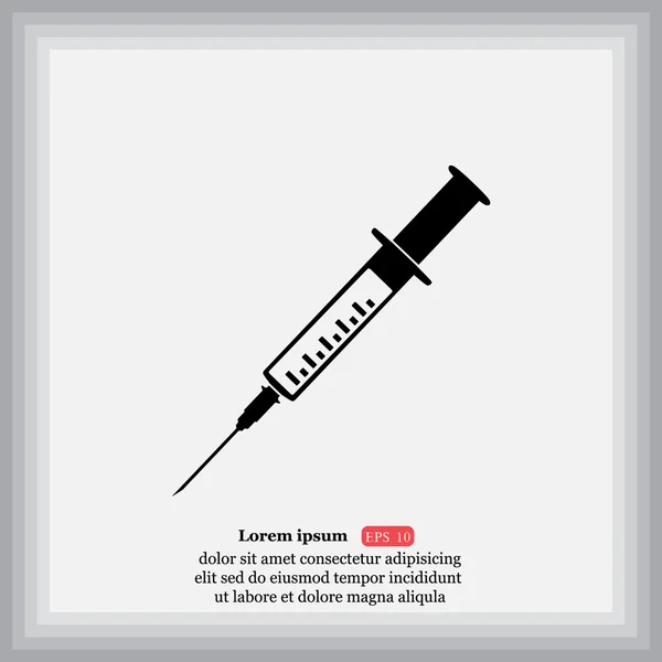 Lékařská stříkačka, očkování ikonu — Stockový vektor