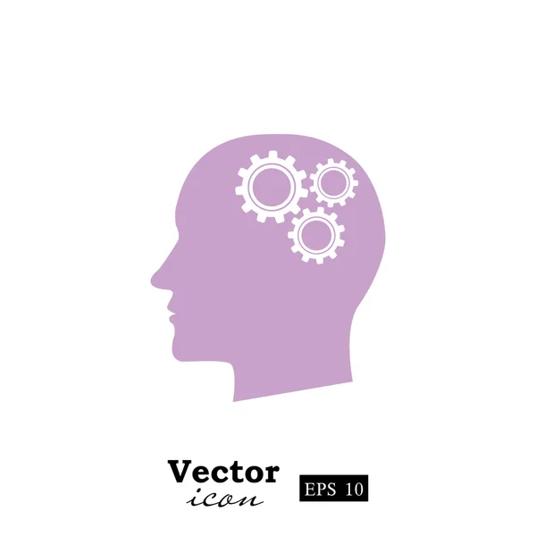 Cabeça com rodas de engrenagem ícone — Vetor de Stock