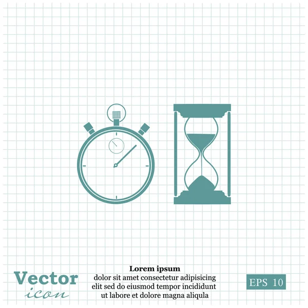 Reloj de arena y cronómetro icono — Vector de stock