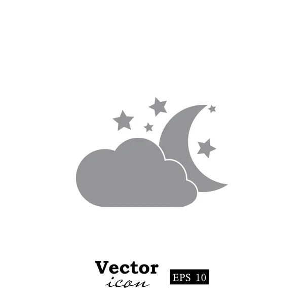Ikona chmury, księżyc i gwiazdy — Wektor stockowy
