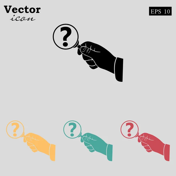 Ruka s ikonami otazník — Stockový vektor