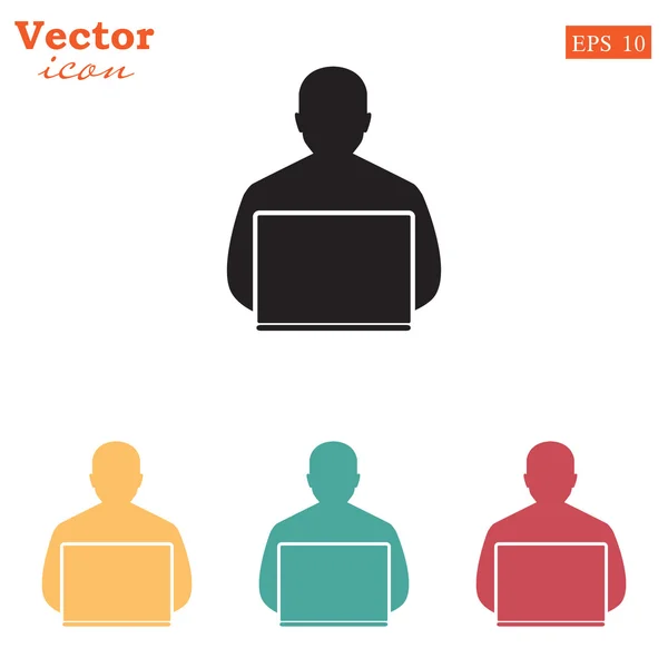 Homem trabalhando em ícones de computador — Vetor de Stock