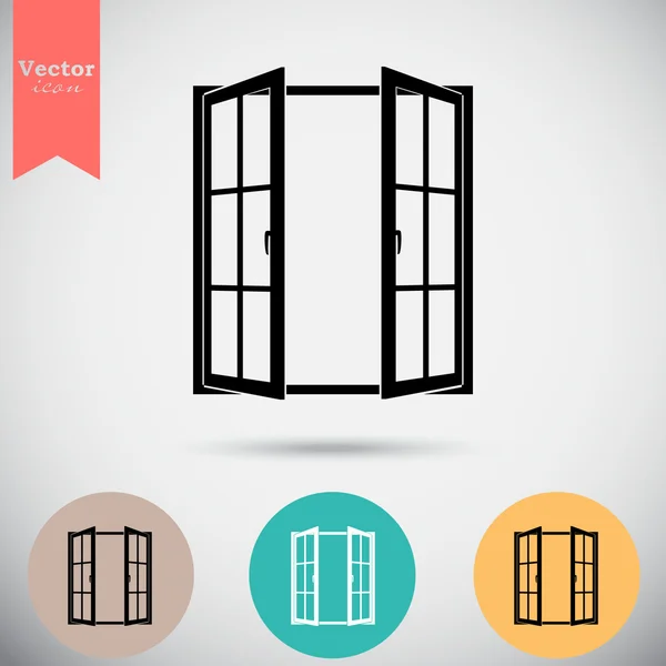 Open window icons set — Stock Vector
