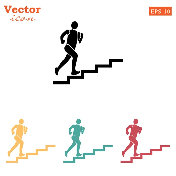 Person climbing up stairs icon Stock Illustration