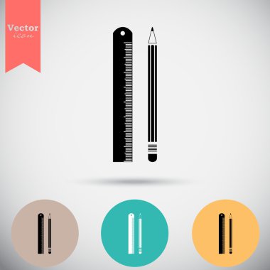 kalem ve cetvel Icons set