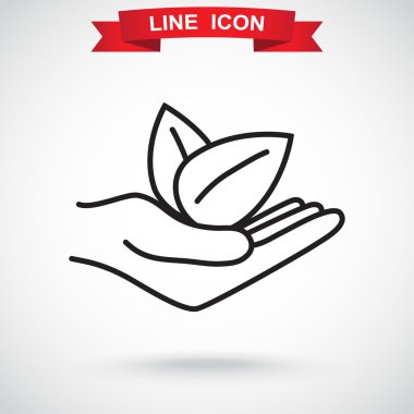 yaprakları simgesi tutan el