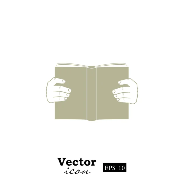 Händer som håller boken, läsa ikonen — Stock vektor
