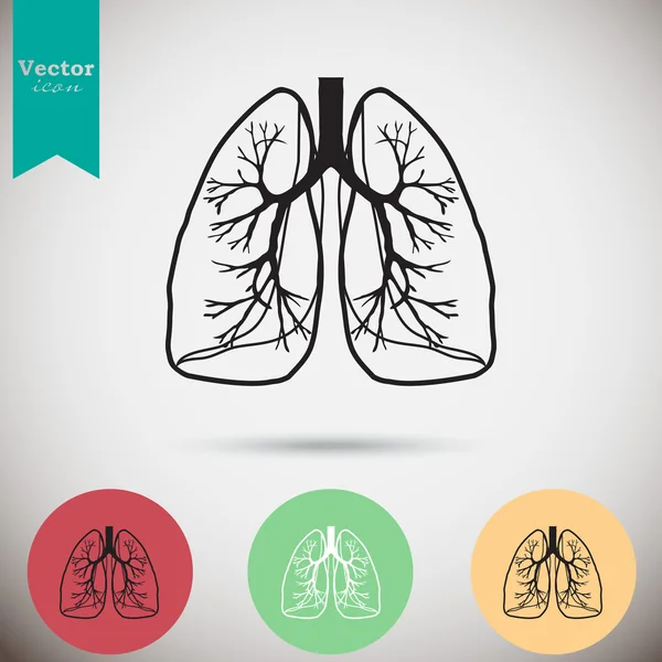 Conjunto de iconos pulmones humanos — Vector de stock