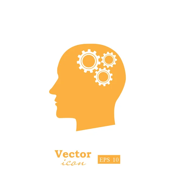 Cabeça com rodas de engrenagem ícone — Vetor de Stock