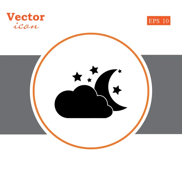 Pictogram wolk, maan en sterren — Stockvector