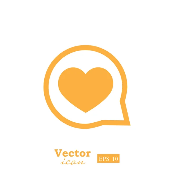 Corazón en el icono de la burbuja del habla — Vector de stock
