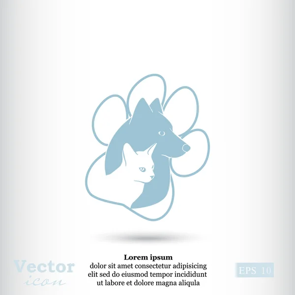 Logotipo del icono de gato y perro — Vector de stock